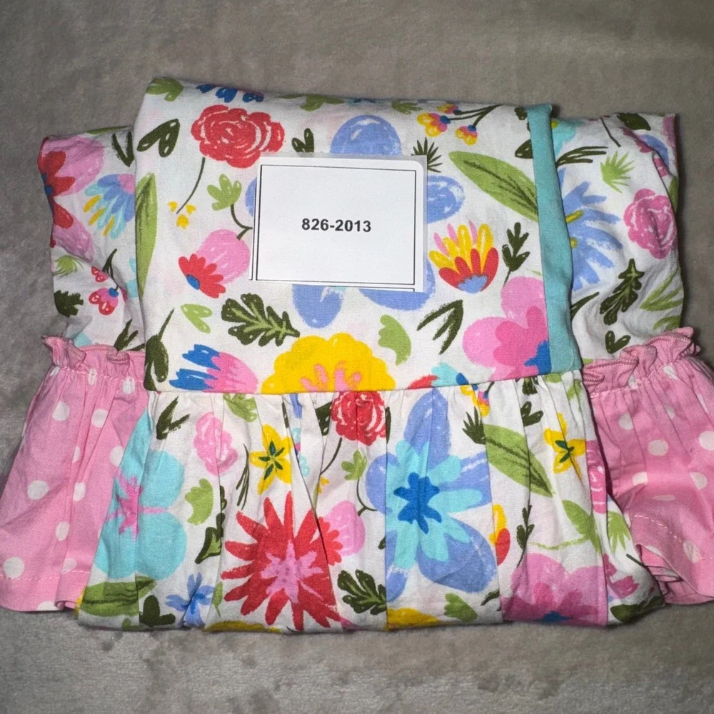 Matilda Jane Girls Floral Halter Dress Pink Polka Dot Ruffle Hem Size 8